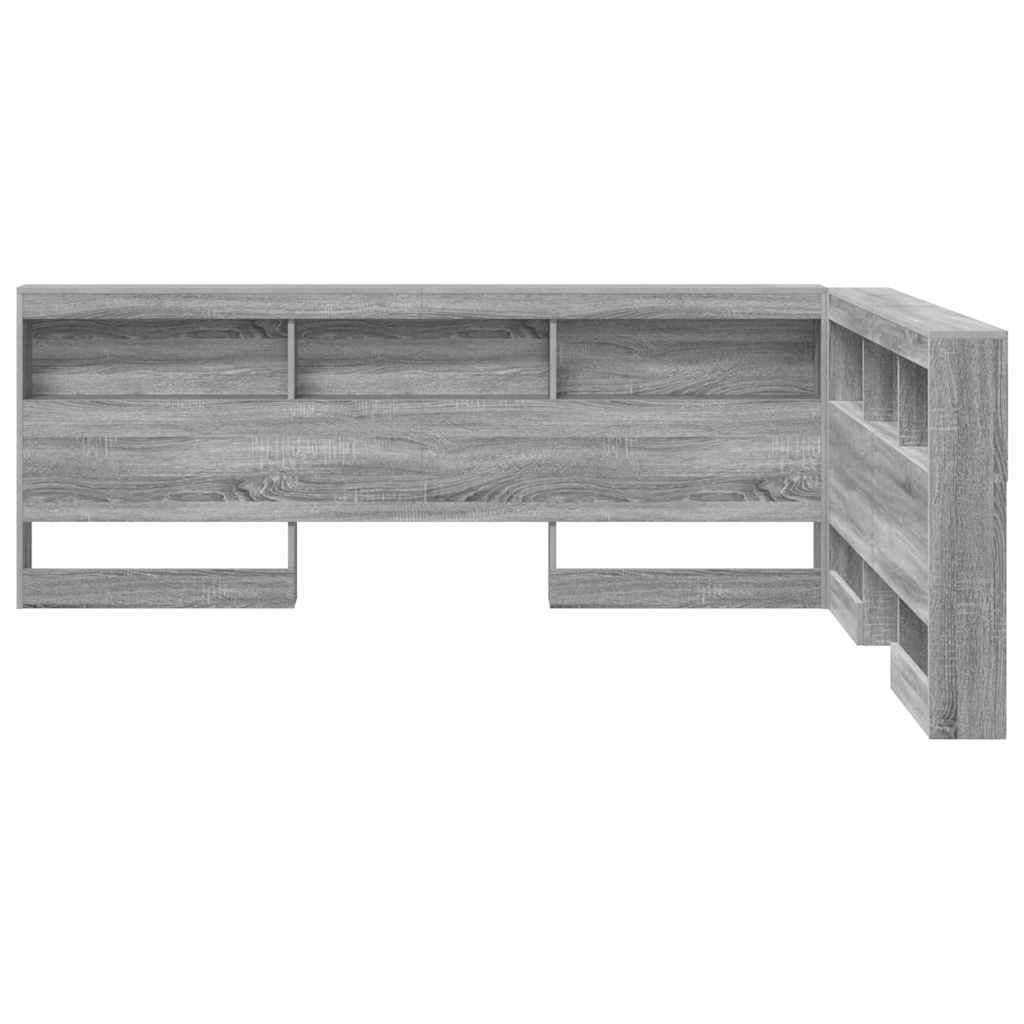 Storage Headboard with Shelf Grey sonoma 135 cm Engineered wood